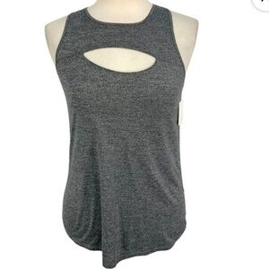 Zella performance tank XS gray cutout reflective stripes racerback NWOT MSRP $64